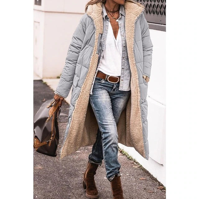 Anna | Cappotto lungo reversibile con fodera in morbido peluche