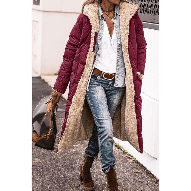 Anna | Cappotto lungo reversibile con fodera in morbido peluche