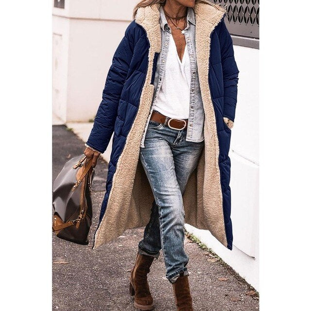 Anna | Cappotto lungo reversibile con fodera in morbido peluche