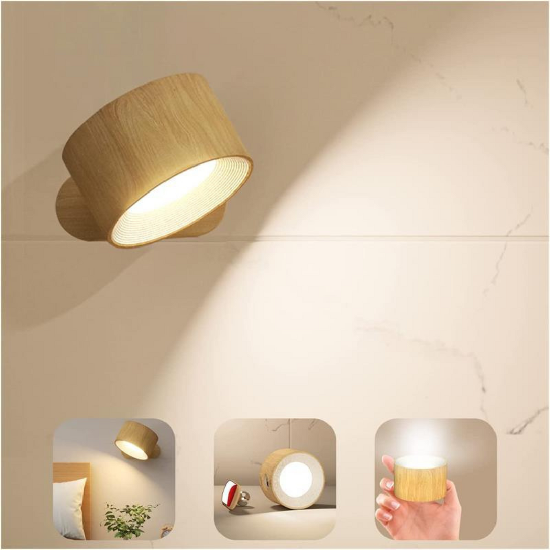 Applique murale rechargeable sans fil à 360° pour l'intérieur et l'extérieur
