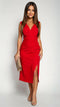 Vestido midi elegante de noche para mujer con abertura