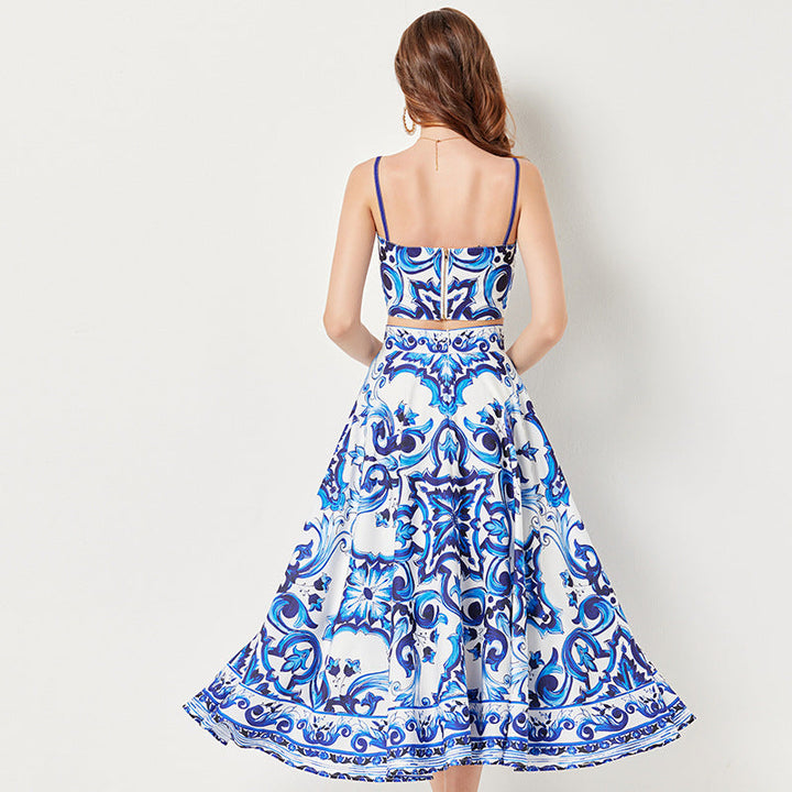 Ensemble Deux Pièces Élégant avec Motif Floral | Tenue Féminine et Confortable Coordonnée