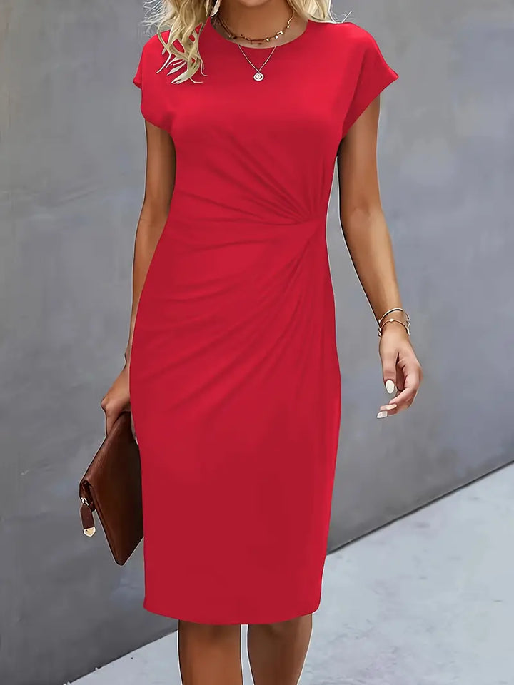 Vestido midi de cuello redondo Katrien para mujer | Elegante, ajustado y versátil para eventos