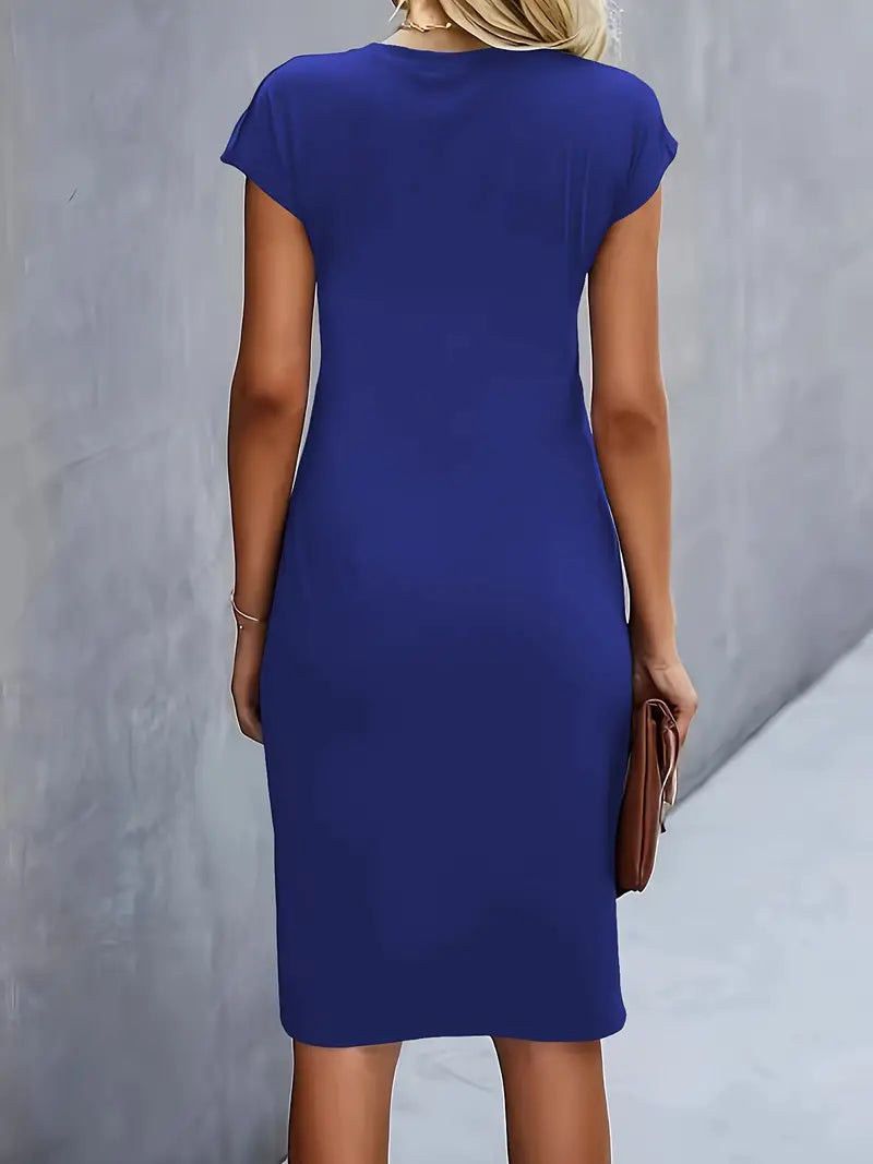 Vestido midi de cuello redondo Katrien para mujer | Elegante, ajustado y versátil para eventos