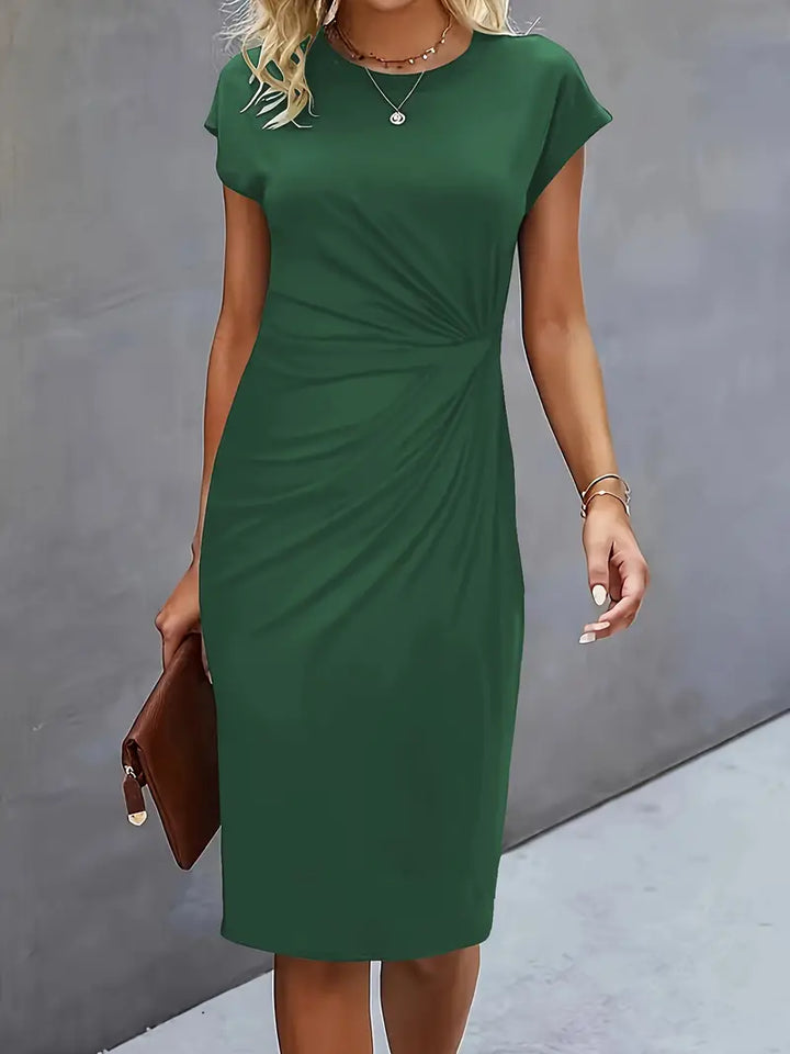Vestido midi de cuello redondo Katrien para mujer | Elegante, ajustado y versátil para eventos