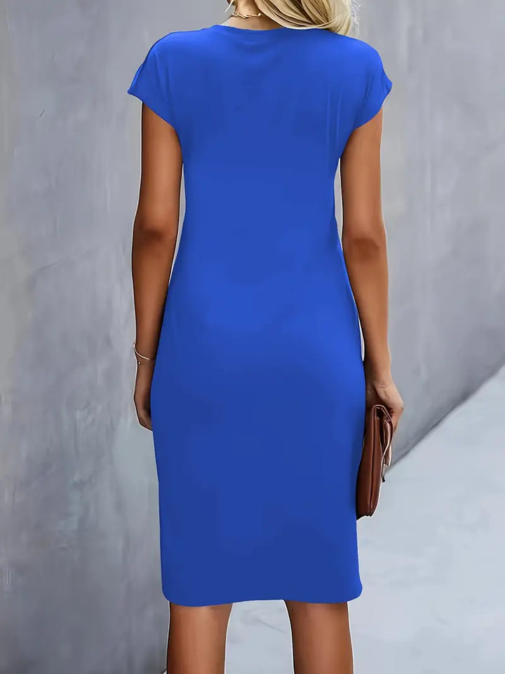 Vestido midi de cuello redondo Katrien para mujer | Elegante, ajustado y versátil para eventos