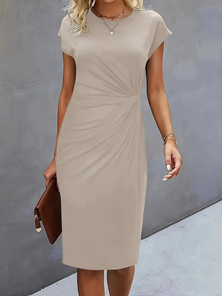 Vestido midi de cuello redondo Katrien para mujer | Elegante, ajustado y versátil para eventos