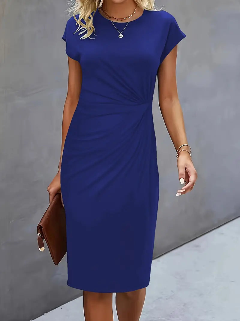 Vestido midi de cuello redondo Katrien para mujer | Elegante, ajustado y versátil para eventos