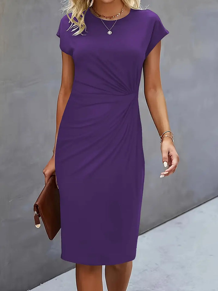 Vestido midi de cuello redondo Katrien para mujer | Elegante, ajustado y versátil para eventos