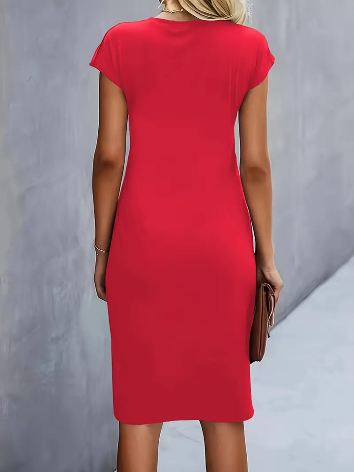Vestido midi de cuello redondo Katrien para mujer | Elegante, ajustado y versátil para eventos
