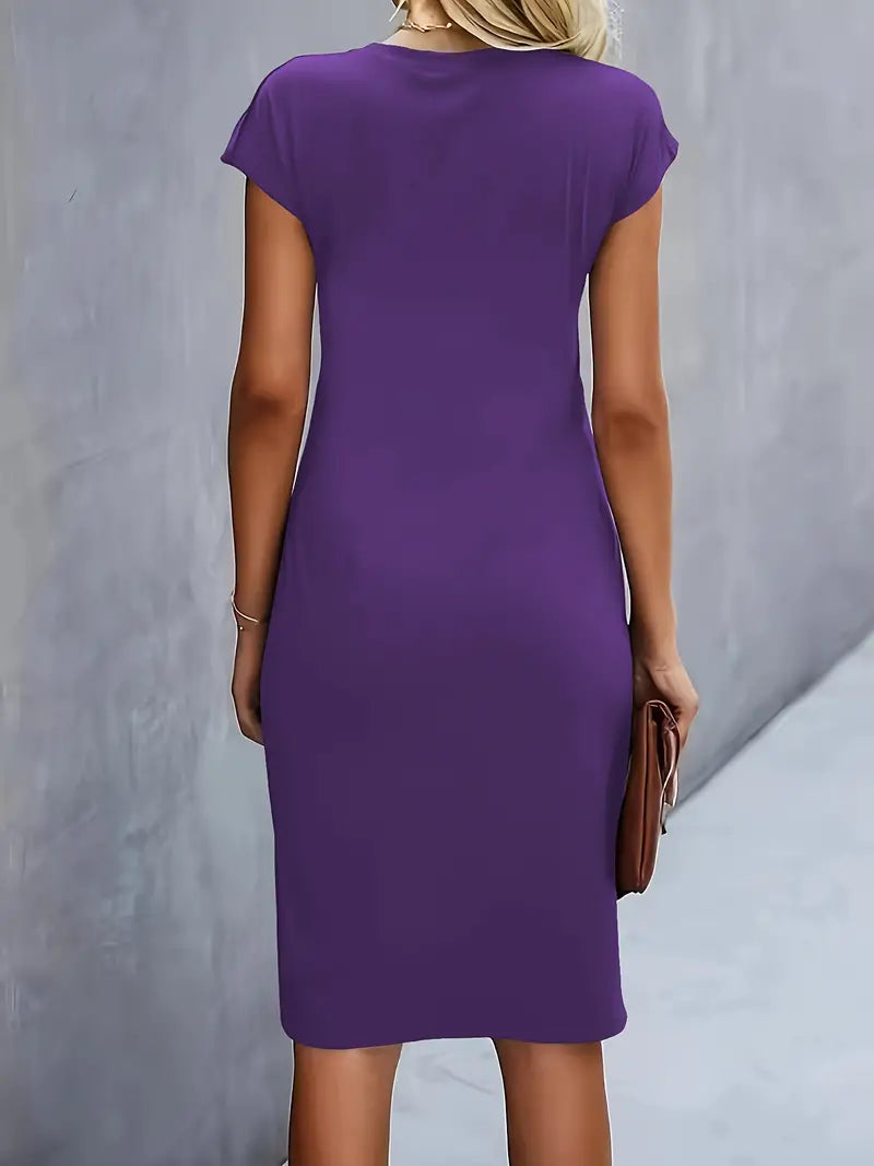 Vestido midi de cuello redondo Katrien para mujer | Elegante, ajustado y versátil para eventos