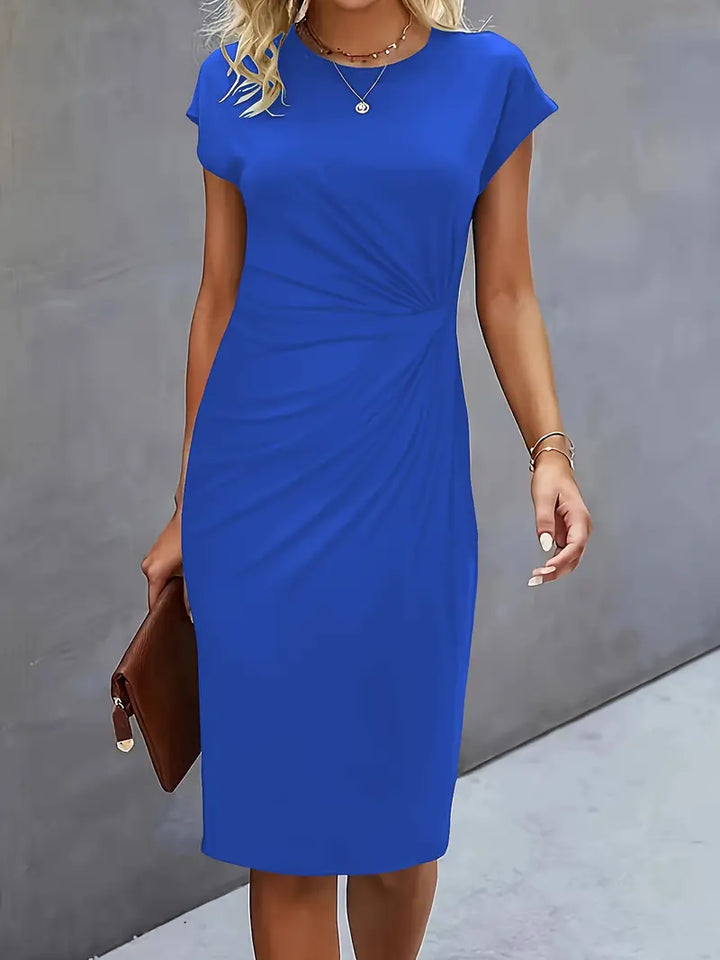 Vestido midi de cuello redondo Katrien para mujer | Elegante, ajustado y versátil para eventos