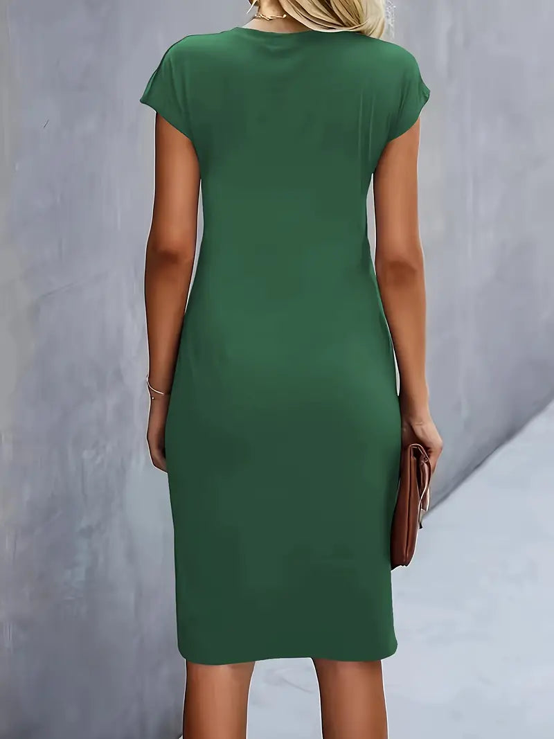 Vestido midi de cuello redondo Katrien para mujer | Elegante, ajustado y versátil para eventos