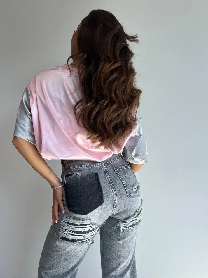 Becky Straight Leg Jeans | Taille haute avec détails déchirés