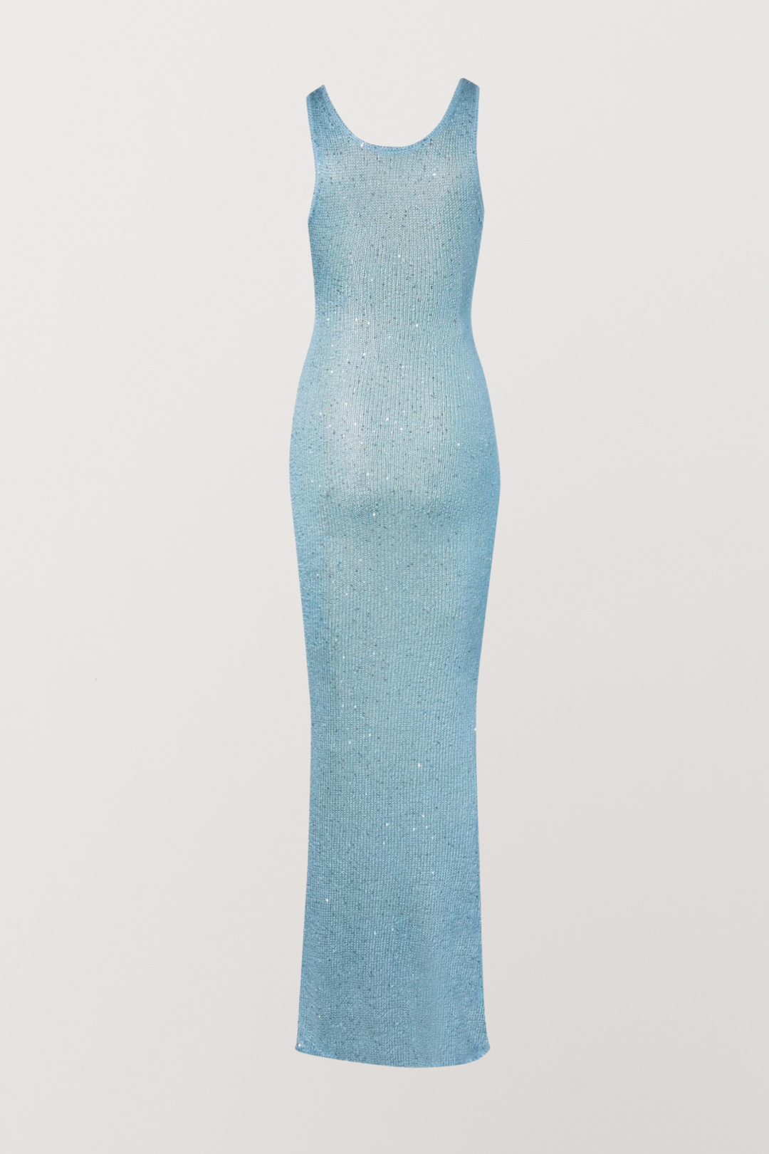 Vestido de noche para mujer Isla | Vestido largo de lentejuelas azules con escote en U y corte entallado