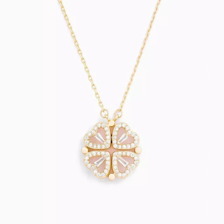 Milara Collier 2 en 1 cœur et trèfle à quatre feuilles pour femme | Porte-bonheur & pendentif scintillant