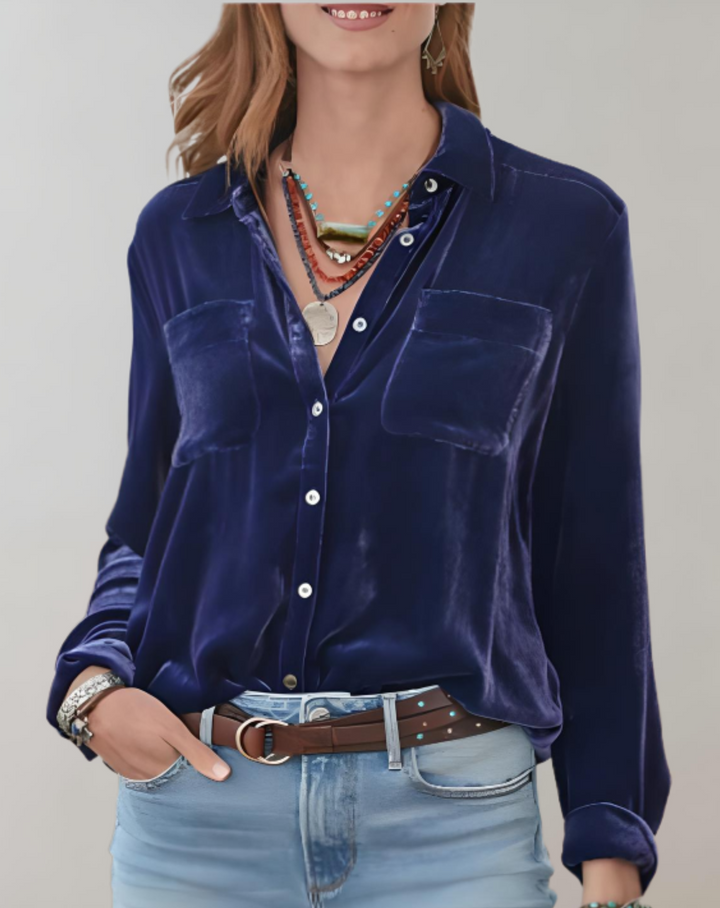Elvyna | Top en Velours Élégant et Confortable pour un Style Raffiné
