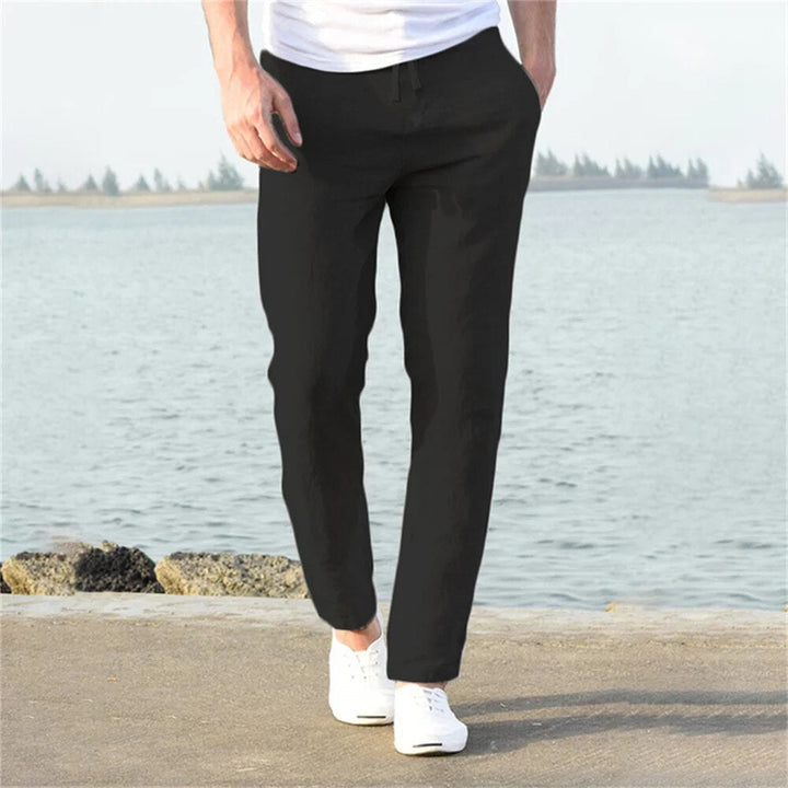 Pantalon en lin pour hommes avec coupe droite et poches | Confort estival et allure soignée