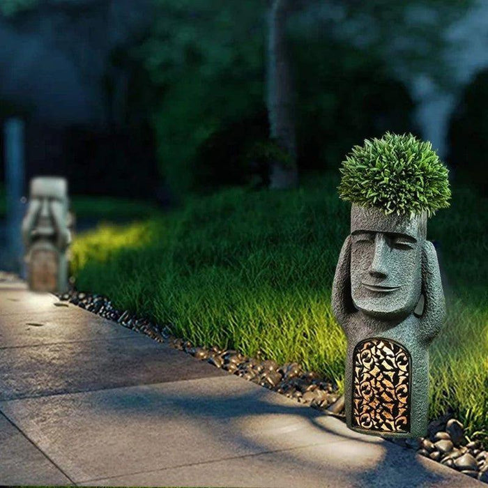 Pot de fleurs artistique GardenDecor – Éclairage solaire LED intégré, résistant aux intempéries
