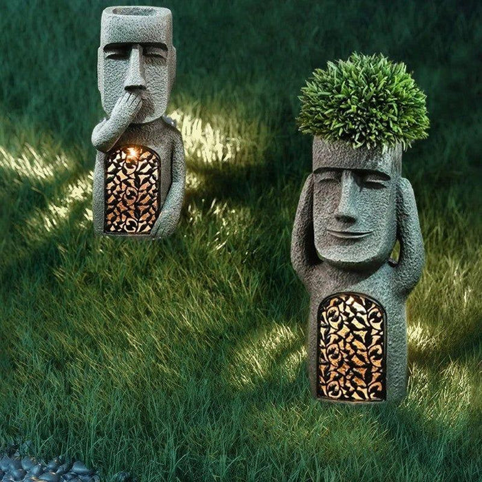 Pot de fleurs artistique GardenDecor – Éclairage solaire LED intégré, résistant aux intempéries