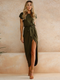Nina Maxi Dress with Bow Detail & Split | Robe ample et aérée pour la plage et la fête