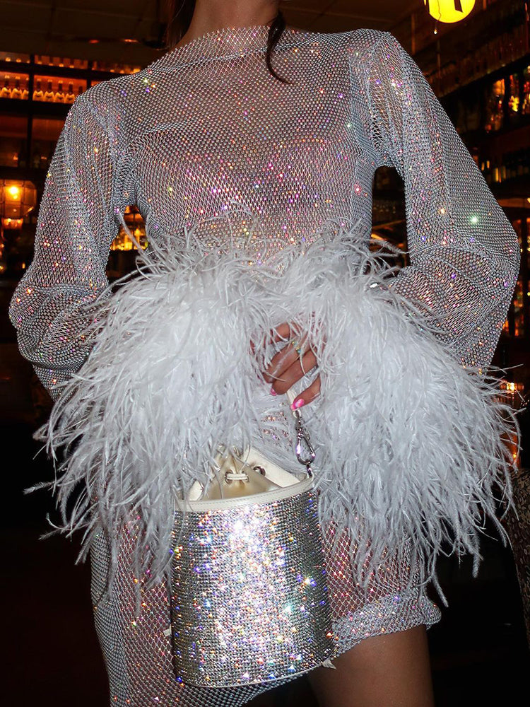 Vestido de lentejuelas de manga larga brillante | Minivestido de noche deslumbrante para eventos elegantes