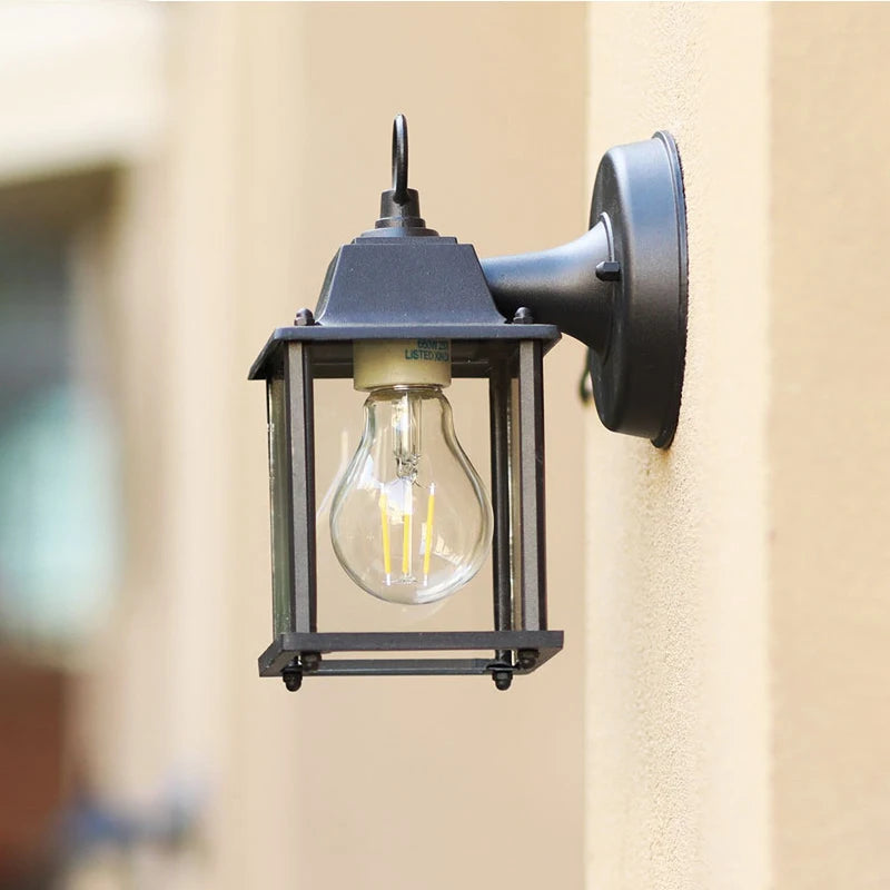 Aplique de Parede Exterior | Lâmpada Estanque E27 em Alumínio Preto para Jardim e Pátio Exterior