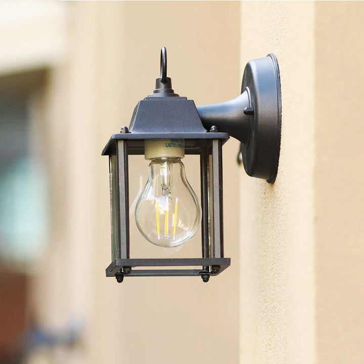 Aplique de Parede Exterior | Lâmpada Estanque E27 em Alumínio Preto para Jardim e Pátio Exterior