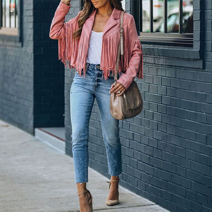 Noa aspect daim femme Veste à franges | Veste western coupe moderne & style boho