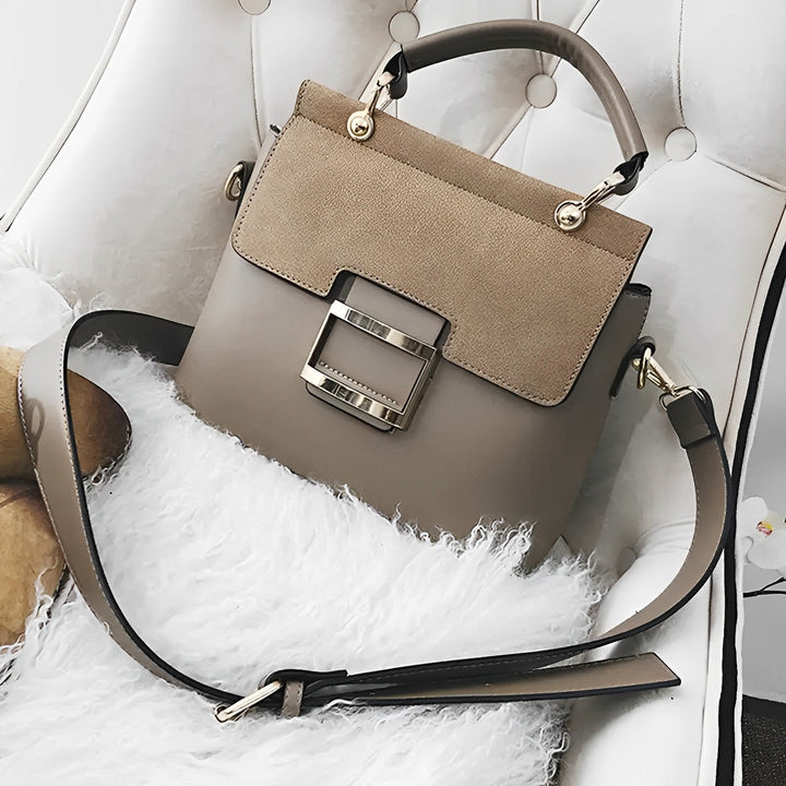 Sac à main élégant | Look bicolore | Boucle de déclaration