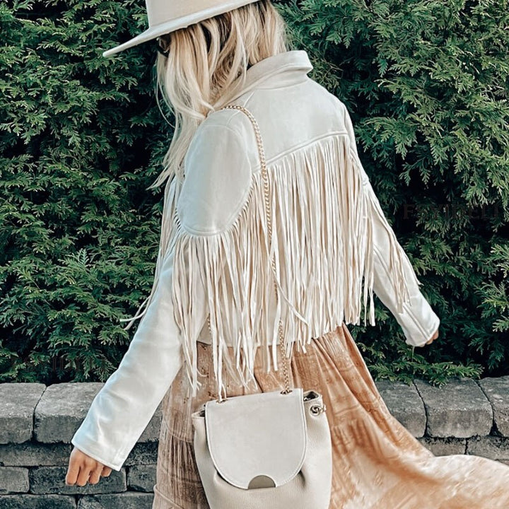 Noa aspect daim femme Veste à franges | Veste western coupe moderne & style boho