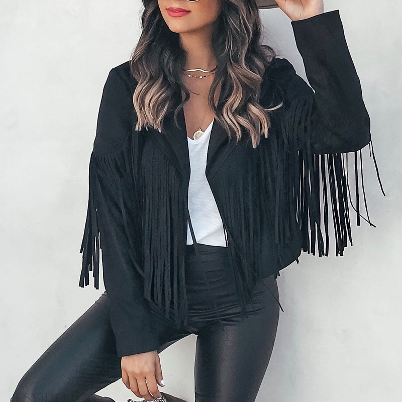 Noa aspect daim femme Veste à franges | Veste western coupe moderne & style boho