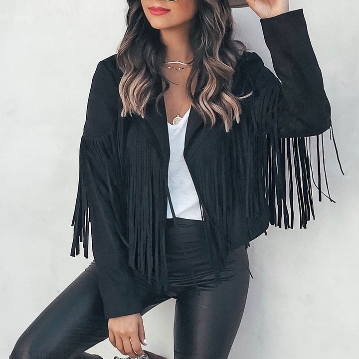 Noa aspect daim femme Veste à franges | Veste western coupe moderne & style boho