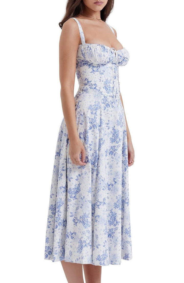 Robe Florale avec Corset | Élégance Décontractée & Charme Estival