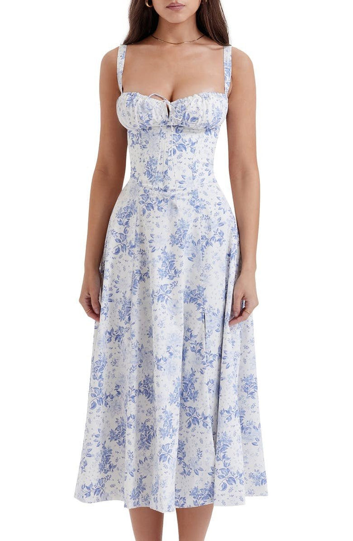 Robe Florale avec Corset | Élégance Décontractée & Charme Estival