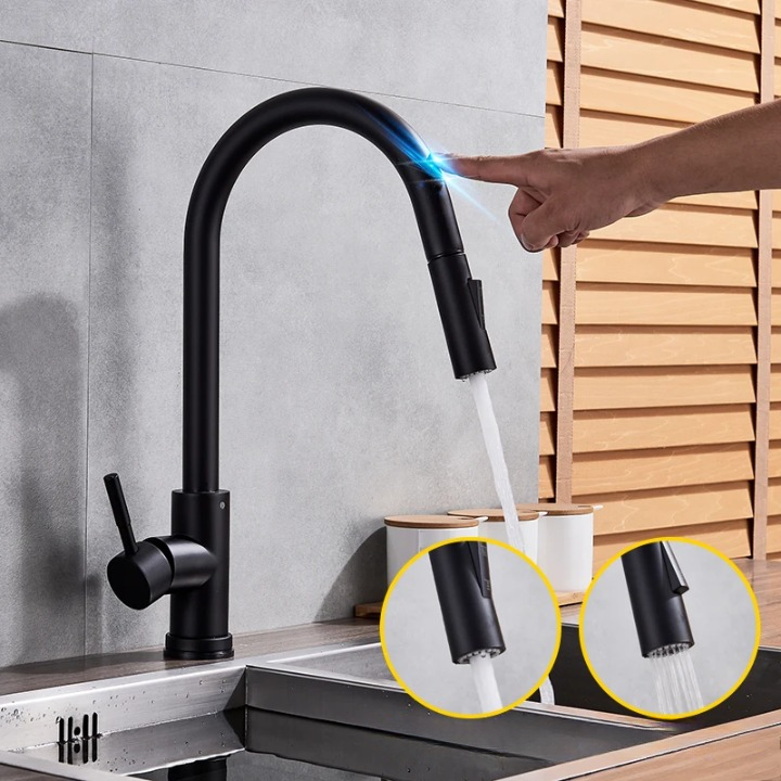 Torneira de Cozinha com Sensor Tátil | Design Moderno com Bico Extensível