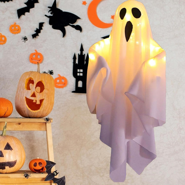 Décorations Fantômes Lumineux en Tissu – Suspensions Effrayantes pour Halloween