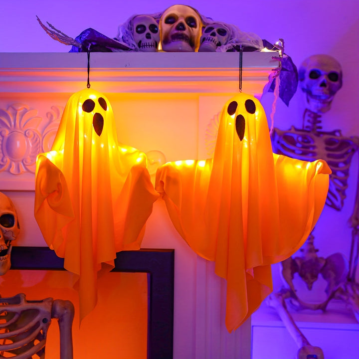 Décorations Fantômes Lumineux en Tissu – Suspensions Effrayantes pour Halloween