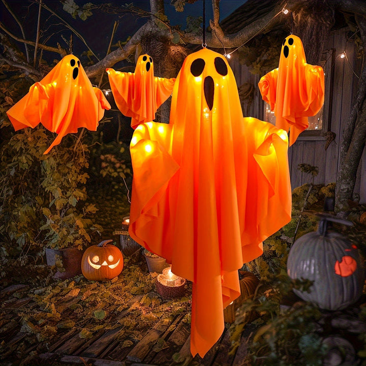 Décorations Fantômes Lumineux en Tissu – Suspensions Effrayantes pour Halloween