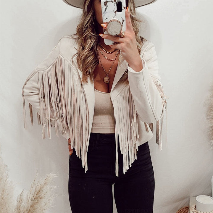 Noa aspect daim femme Veste à franges | Veste western coupe moderne & style boho