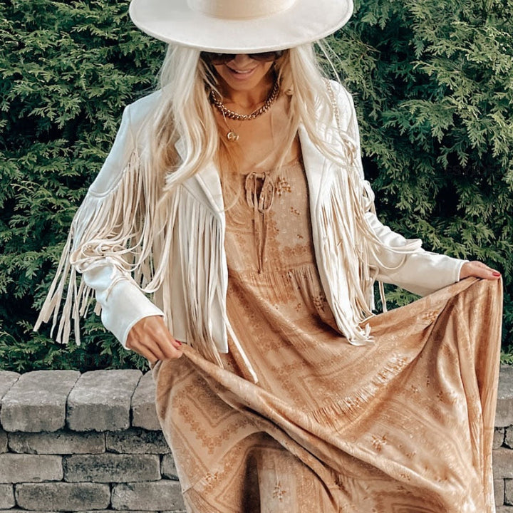 Noa aspect daim femme Veste à franges | Veste western coupe moderne & style boho
