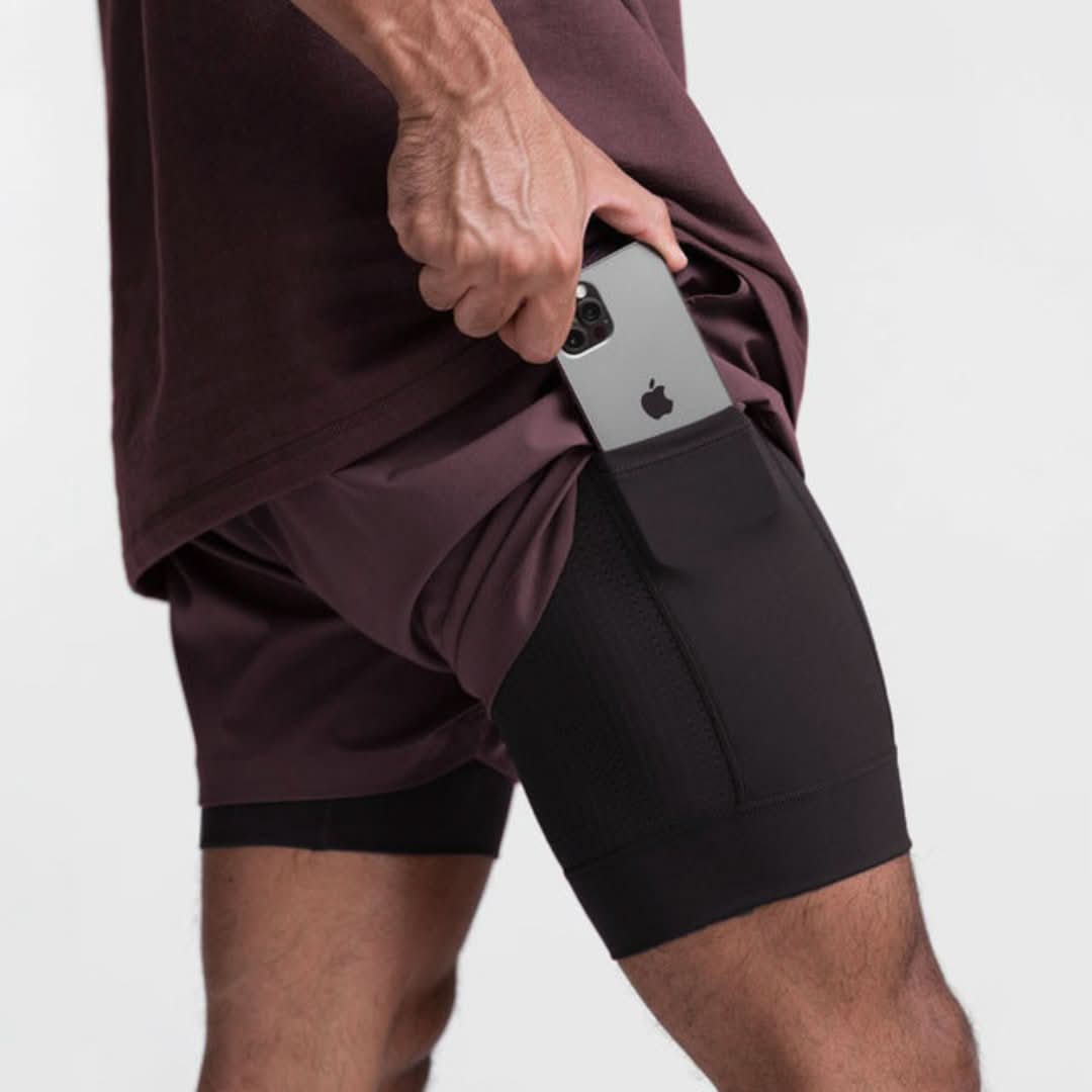 Noah Short de Sport Homme 2-en-1 | Respirant avec Poches et Ceinture Élastique