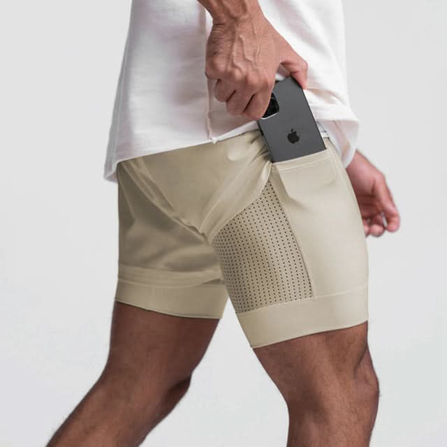 Noah Short de Sport Homme 2-en-1 | Respirant avec Poches et Ceinture Élastique