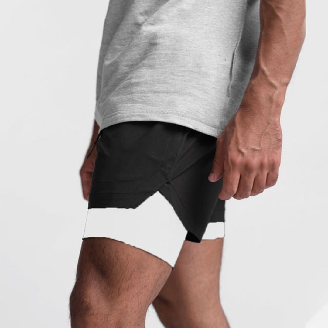 Noah Short de Sport Homme 2-en-1 | Respirant avec Poches et Ceinture Élastique