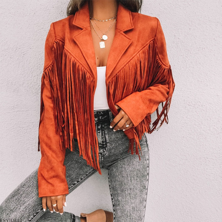 Noa aspect daim femme Veste à franges | Veste western coupe moderne & style boho