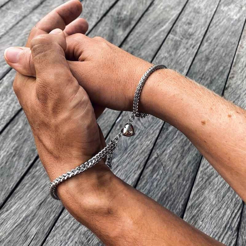 Set bracelet partenaire Liora en acier inoxydable | Symbole d'amour & de complicité pour les couples
