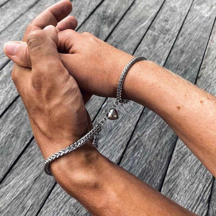 Set bracelet partenaire Liora en acier inoxydable | Symbole d'amour & de complicité pour les couples