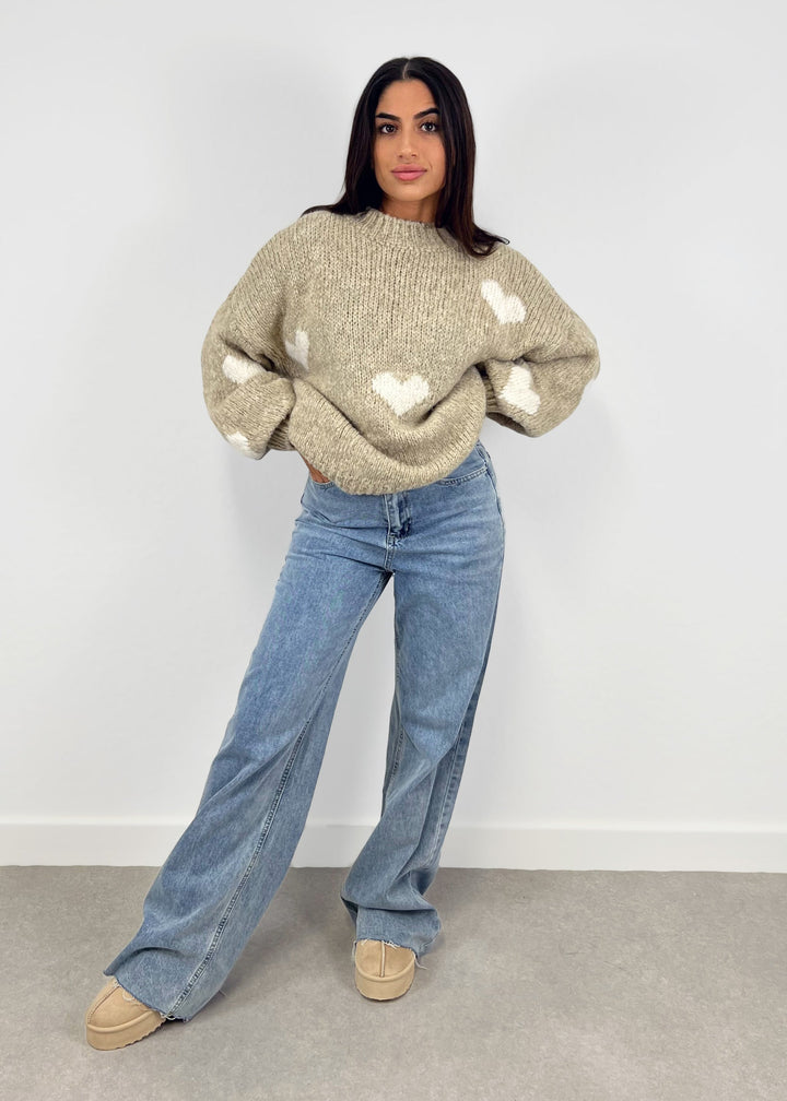 Pull Oversize avec Détails Cœur pour Femme