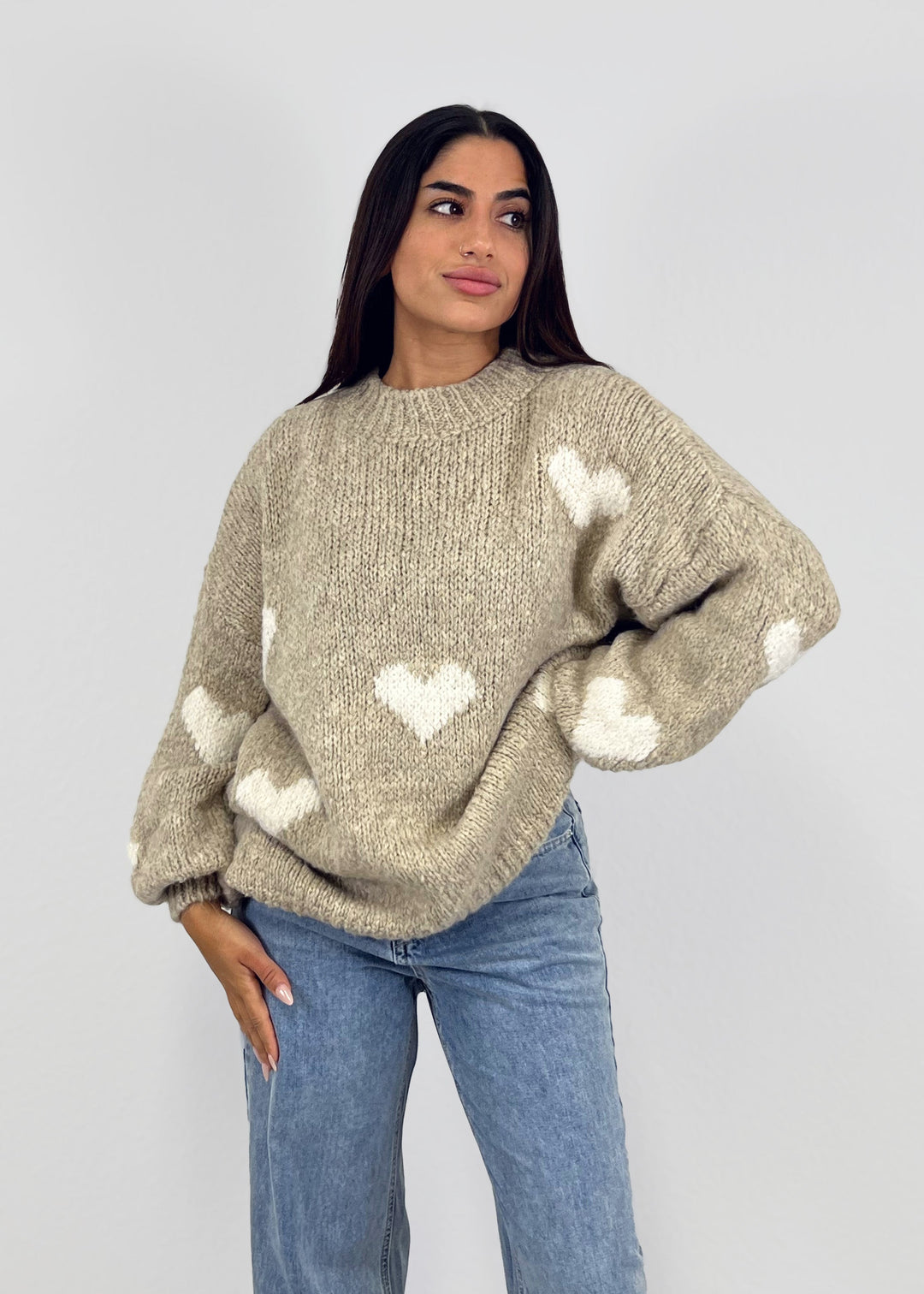 Pull Oversize avec Détails Cœur pour Femme