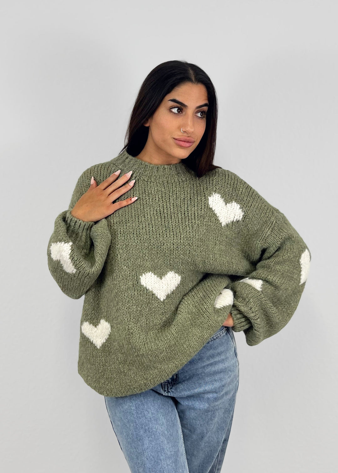 Pull Oversize avec Détails Cœur pour Femme